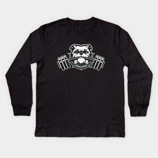 Bulldog Gym Mascot Illustration Kids Long Sleeve T-Shirt
